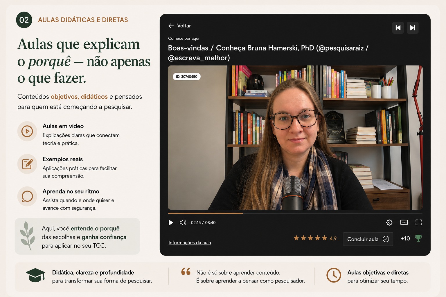 Aulas em vídeo didáticas dentro da plataforma